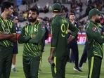 Pakistan players wait for presentation ceremonies after losing to England in the final of the T20 World Cup(AP) Pakistan players wait for presentation ceremonies after losing to England in the final of the T20 World Cup(AP)