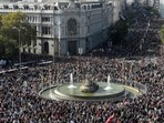 Hundreds of thousands of protesters march during a demonstration called by citizens under the slogan "Madrid stands up for its public health in Madrid on November 13.