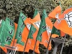 BJP flags at the party headquarter in New Delhi.(HT File Photo) BJP flags at the party headquarter in New Delhi.(HT File Photo)