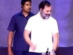 Gandhi slowly picked up the rhythm with a person chanting ‘One, Two, Three' on the microphone. 