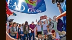 Republican supporters protest in Phoenix on Saturday. (AP) Republican supporters protest in Phoenix on Saturday. (AP)