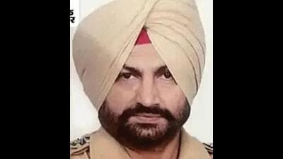 SHO Kanwaljit Singh who has been transferred by Ludhiana police commissioner for delaying FIR and trying to settle case with theft accused. (HT Photo)
