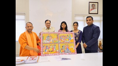 U.P. CM Yogi Adityanath releasing the poster for the second day of Ramayana mela to be held in Ayodhya, in Lucknow. (Sourced)