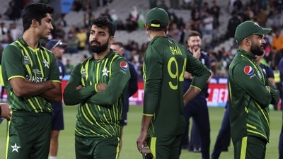 Pakistan players wait for presentation ceremonies after losing to England in the final of the T20 World Cup (AP) Pakistan players wait for presentation ceremonies after losing to England in the final of the T20 World Cup (AP)
