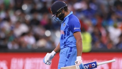 India's Rohit Sharma walks from the field after he was dismissed during the T20 World Cup cricket semifinal between England and India (AP) India's Rohit Sharma walks from the field after he was dismissed during the T20 World Cup cricket semifinal between England and India (AP)