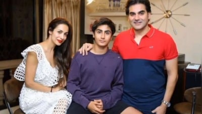 Malaika Arora and Arbaaz Khan with son Arhaan Khan. Malaika Arora and Arbaaz Khan with son Arhaan Khan.