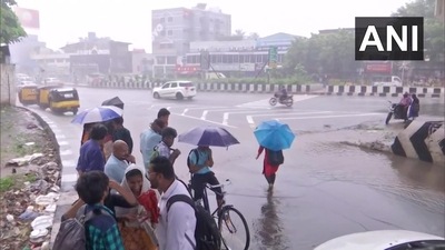 Waterlogged Chennai roads as the capital receives heavy rainfall. (ANI)