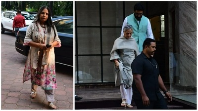Shabana Azmi, Abhishek Bachchan and Jaya Bachchan at Rakesh Kumar's prayer meet. (Varinder Chawla) Shabana Azmi, Abhishek Bachchan and Jaya Bachchan at Rakesh Kumar's prayer meet. (Varinder Chawla)