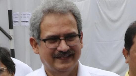 Nagpur, India - July 5, 2018: Shiv Sena candidates Manisha Kayande (C) along with party MP Anil Desai and Maharashtra Industries Minister Subhash Desai after files nomination papers for Member of Legislative Council (MLC) elections outside the Vidhan Bhawan during the second day of Monsoon session of Maharashtra Assembly in Nagpur on Thursday. Photo by Sunny Shende Nagpur, India - July 5, 2018: Shiv Sena candidates Manisha Kayande (C) along with party MP Anil Desai and Maharashtra Industries Minister Subhash Desai after files nomination papers for Member of Legislative Council (MLC) elections outside the Vidhan Bhawan during the second day of Monsoon session of Maharashtra Assembly in Nagpur on Thursday. Photo by Sunny Shende