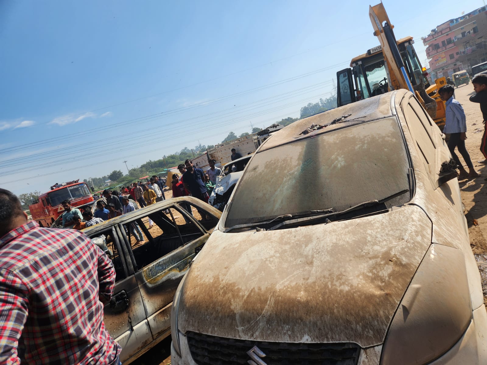 The damaged cars in Mohali’s Balongi on Sunday. (HT Photo) The damaged cars in Mohali’s Balongi on Sunday. (HT Photo)