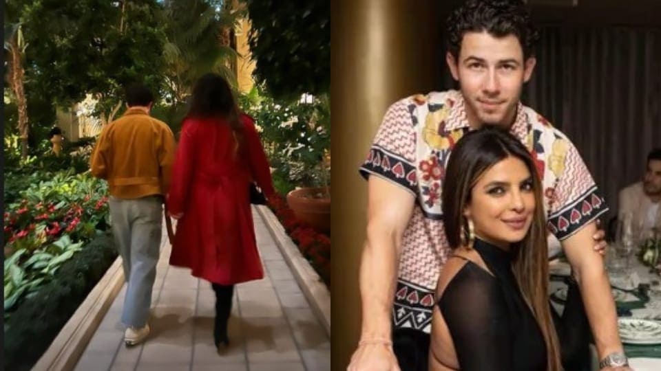 Nick Jonas with Priyanka Chopra in Las Vegas (left). Nick Jonas with Priyanka Chopra in Las Vegas (left).