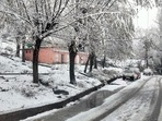 Vehicles are parked on the snow-covered road amid heavy snowfall, near the famous Gulmarg Ski Resort, at Tangmarg, in Baramulla on Monday. (ANI) Vehicles are parked on the snow-covered road amid heavy snowfall, near the famous Gulmarg Ski Resort, at Tangmarg, in Baramulla on Monday. (ANI)