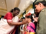 President Droupadi Murmu on Monday met students from various schools on the occasion of Children's Day on Monday at the Rashtrapati Bhavan Cultural Centre (RBCC).(ANI)