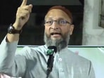 AIMIM chief Asaduddin Owaisi speaking at a public gathering in Gujarat's Surat city on Sunday.(Twitter/AIMIM)