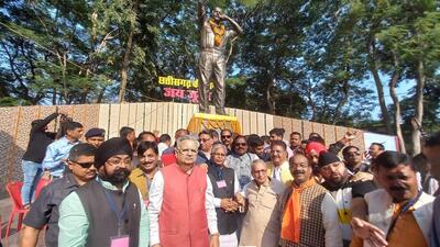RSS chief Mohan Bhagwat spoke at a function to mark ‘Janjatiya Gaurav Diwas’ in Jashpur district of Chhattisgarh (Twitter/drramansingh)