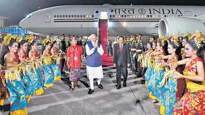 Prime Minister Narendra Modi arrives in Bali on Monday to take part in the G20 Summit. (ANI) Prime Minister Narendra Modi arrives in Bali on Monday to take part in the G20 Summit. (ANI)
