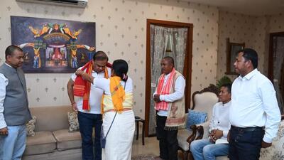 JPP president Mahesh Deori said the party has decided to offer unconditional support to the BJP for the greater good of the Deori people (Twitter/himantabiswa) JPP president Mahesh Deori said the party has decided to offer unconditional support to the BJP for the greater good of the Deori people (Twitter/himantabiswa)