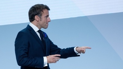 Iran Anti-Hijab Protests: Emmanuel Macron, France's president, at the Paris Peace Forum. (Bloomberg)