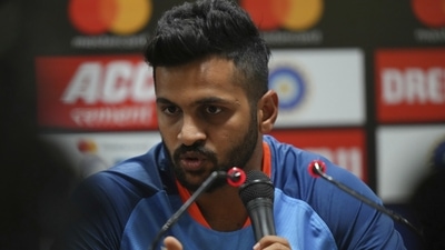 Indian cricketer Shardul Thakur addresses the media ahead of their second one-day international cricket match against South Africa (AP) Indian cricketer Shardul Thakur addresses the media ahead of their second one-day international cricket match against South Africa (AP)