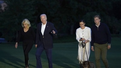 President Joe Biden and fist lady Jill Biden walk with their granddaughter Naomi Biden and her fiancé Peter Neal. (AP) President Joe Biden and fist lady Jill Biden walk with their granddaughter Naomi Biden and her fiancé Peter Neal. (AP)