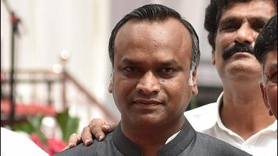 Manikant Rathod, BJP worker from Karnataka’s Kalaburagi district who had allegedly issued death threats to Congress legislator Priyank Kharge last week, was booked under Section 506 (criminal intimidation) of the Indian Penal Code. (ANI)