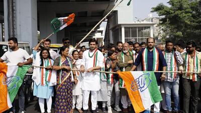 Gujarat Congress supporters take part in 'Parivartan Yatra' ahead of State Assembly elections, in Ahemdabad on Nov 7 (ANI File) Gujarat Congress supporters take part in 'Parivartan Yatra' ahead of State Assembly elections, in Ahemdabad on Nov 7 (ANI File)