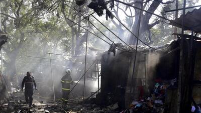 Mumbai, India - November 05, 2022: More than 10 shops gutted in fire at Fashion Street, a roadside apparel market near Churchgate, in Mumbai, India, on Saturday, November 05, 2022. (Photo by Anshuman Poyrekar/ Hindustan Times) (Anshuman Poyrekar/HT PHOTO)