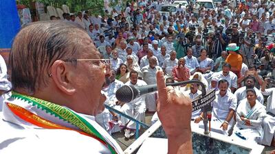 Thiruvananthapuram, Nov 03 (ANI): Kerala Congress President K Sudhakaran speaks during a protest alleging failure of the Left Democratic Front (LDF) government on several fronts, in front of Secretariat, in Thiruvananthapuram on Thursday. (ANI Photo) (Sreeram DK) Thiruvananthapuram, Nov 03 (ANI): Kerala Congress President K Sudhakaran speaks during a protest alleging failure of the Left Democratic Front (LDF) government on several fronts, in front of Secretariat, in Thiruvananthapuram on Thursday. (ANI Photo) (Sreeram DK)