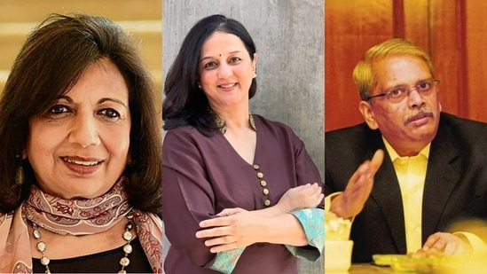 Kiran Mazumdar, Founder & Chairperson of Biocon & Biocon Biologics; Rohini Nilekani - Chairperson of Rohini Nilekani Philanthropies and Co-founder and Director of EkStep Foundation; and Gopalakrishnan- Chairman of Axilor Ventures and co-founder of Infosys