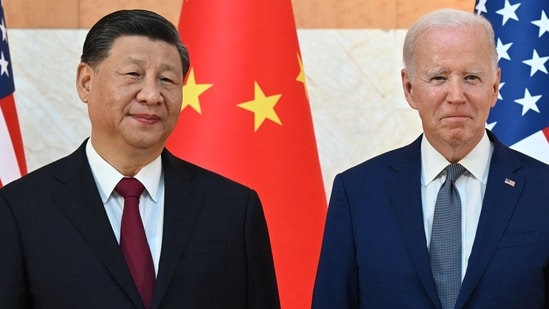 Joe Biden- Xi Jinping Meet: US President Joe Biden (R) and China's President Xi Jinping (L) meet.(AFP)