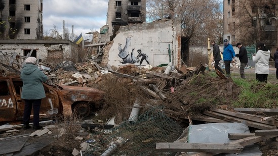 Russia-Ukraine War: A building destroyed by fighting in Borodyanka, Kyiv region. (AP)