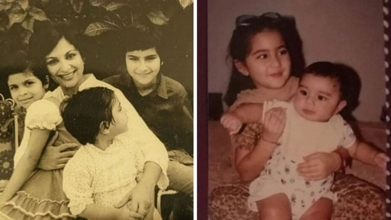 Saif Ali Khan, Sara Ali Khan, Ibrahim Ali Khan, Soha Ali Khan and Saba Ali Khan in childhood days. 