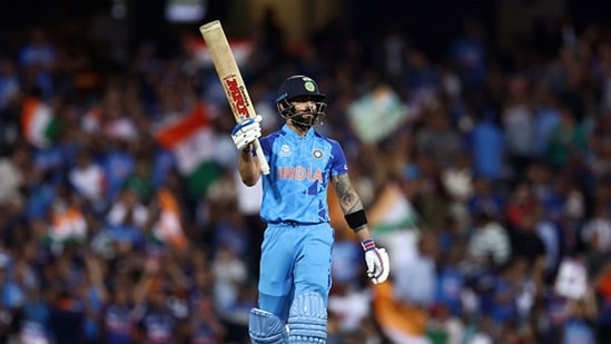 Virat Kohli acknowledges the crowd after scoring a half-century against Bangladesh(Getty)