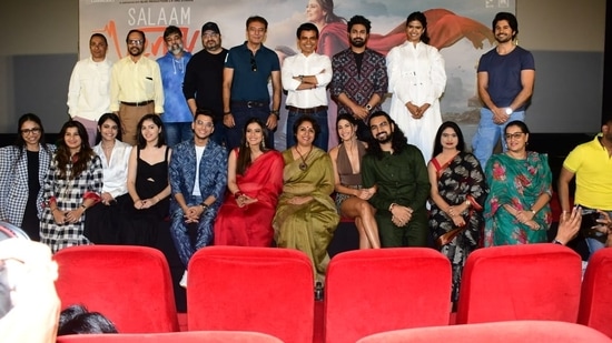 Salaam Venky team at the film's trailer launch on Monday. It is produced by Suraj Singh's Blive Productions and Shraddha Agrawal's banner RTake Studios. (Varinder Chawla)