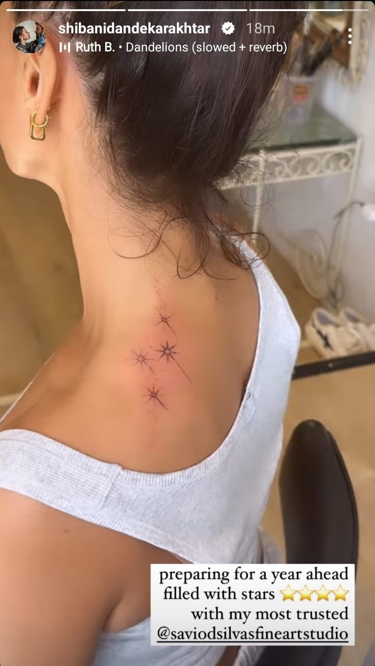 Shibani Dandekar’s new tattoo on her neck.
