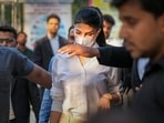 Bollywood actor Jacqueline Fernandez leaves after appearing before the Patiala House court in connection with a money laundering case linked to alleged conman Sukesh Chandrashekhar.