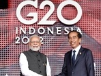 Prime Minister Narendra Modi being welcomed by President of Indonesia Joko Widodo for the G20 Summit, in Bali on Tuesday. (ANI/ PIB) Prime Minister Narendra Modi being welcomed by President of Indonesia Joko Widodo for the G20 Summit, in Bali on Tuesday. (ANI/ PIB)