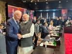 Prime Minister Narendra Modi meets US President Joe Biden. Both the leaders shared a warm hug as the G20 Summit began in Bali.(PMO)