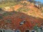One worker was able to escape after the stone quarry collapsed on Monday. (PTI Photo) One worker was able to escape after the stone quarry collapsed on Monday. (PTI Photo)