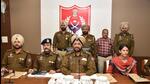Patiala range IG Mukhwinder Singh Chhina, along with SSP Varun Sharma and other officials, addressing a press conference on Tuesday. (HT Photo) Patiala range IG Mukhwinder Singh Chhina, along with SSP Varun Sharma and other officials, addressing a press conference on Tuesday. (HT Photo)