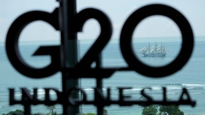G20 Summit: A ship passes a sign during the G20 leaders' summit in Nusa Dua. (AFP) G20 Summit: A ship passes a sign during the G20 leaders' summit in Nusa Dua. (AFP)
