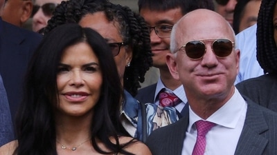 Amazon founder Jeff Bezos and Lauren Sanchez are seen, (Reuters)