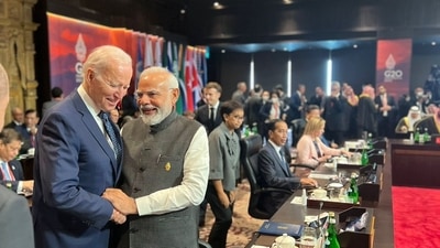 Prime Minister Narendra Modi meets US President Joe Biden. Both the leaders shared a warm hug as the G20 Summit began in Bali. (PMO)