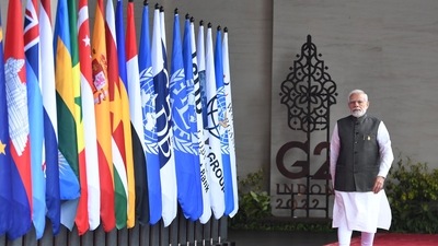 PM at the venue of the G20 Working Session on food and energy security. (PMO)