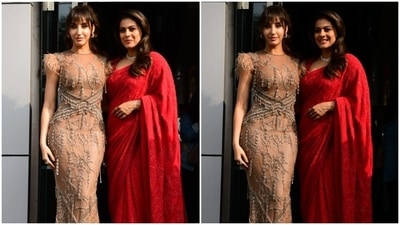 Nora Fatehi and Kajol steal the show in gorgeous outfits on Jhalak Dikhhla Jaa 10 set. (HT Photo/Varinder Chawla) Nora Fatehi and Kajol steal the show in gorgeous outfits on Jhalak Dikhhla Jaa 10 set. (HT Photo/Varinder Chawla)