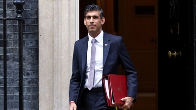 British Prime Minister Rishi Sunak walks outside Number 10 Downing Street, in London, Britain. (REUTERS)