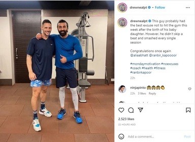 Ranbir's coach Drew Neal posted a photo with Ranbir as they stood inside a gym.