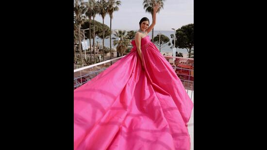 Masoom Minawala Mehta donned a voluminous Yousef Akbar pink gown at the Cannes Film Festival (Photo: Instagram)