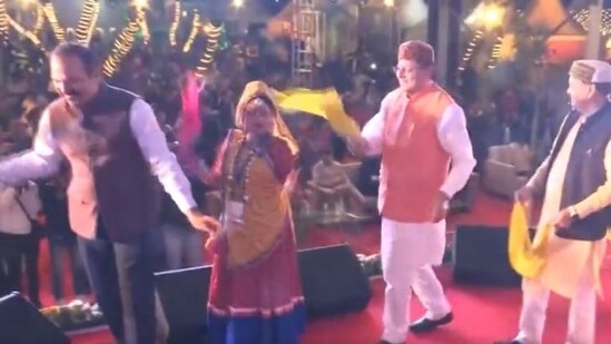 Dhami was seen dancing with a local dance troupe for a tribal song in the video shared (ANI)