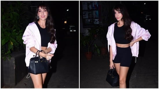 Nora Fatehi makes heads turn during an outing in a stylish all-black look. (HT Photo/Varinder Chawla)